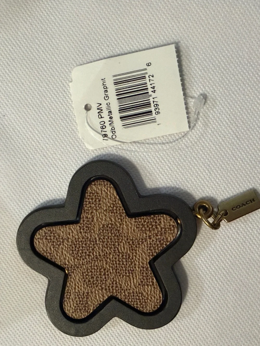 Coach Brown and Graphite Star Flower Bag Charm